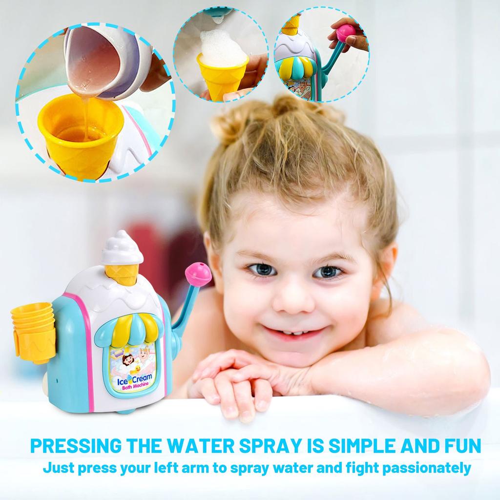 Машина для пены для ванны, Игрушки для ванны для малышей, Машина для мороженого Машина для пузырей Игрушки для ванны Набор игрушек для торта из пузырей Игрушки для воды, Игрушки для мальчиков и девочек