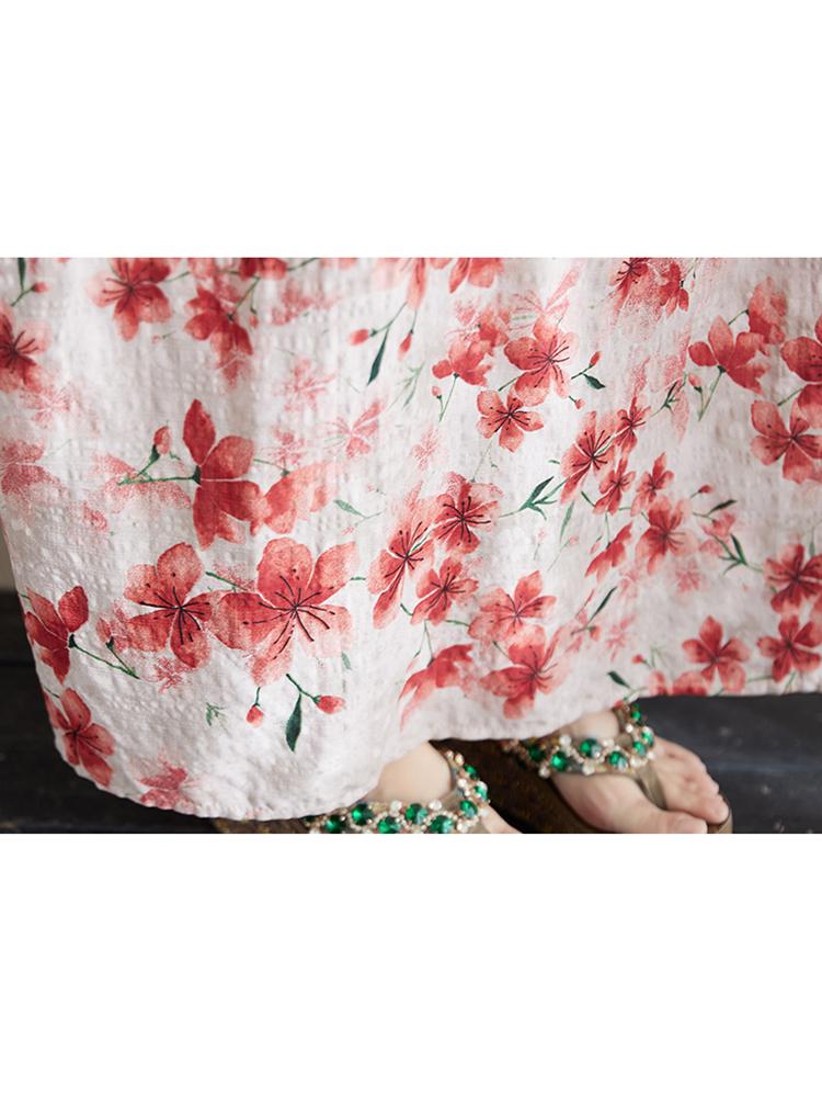 Xitao Платье для отдыха с цветочным принтом в форме крыла летучей мыши ZMY1006