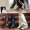 European and American Style Mango Head Round Head Wide Tube Thin Pile Over the Knee Boots