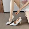 European and American Style Simple, Light Mouth and Thin Heels Women's Single Shoes 2024 Spring New Nude Pointed Patent Leather High Heels Women
