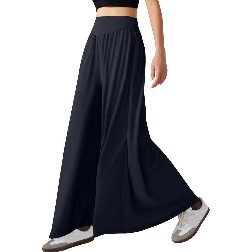 Женские брюки с эластичной талией в минималистском стиле, широкие брюки, повседневные брюки с драпировкой