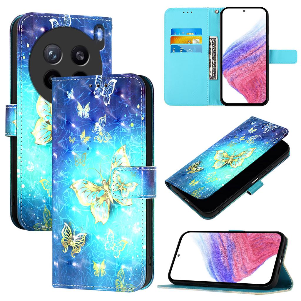 For vivo X200s 5G Leather Case Pattern Printing Wallet Stand Mobile Cover with Strap