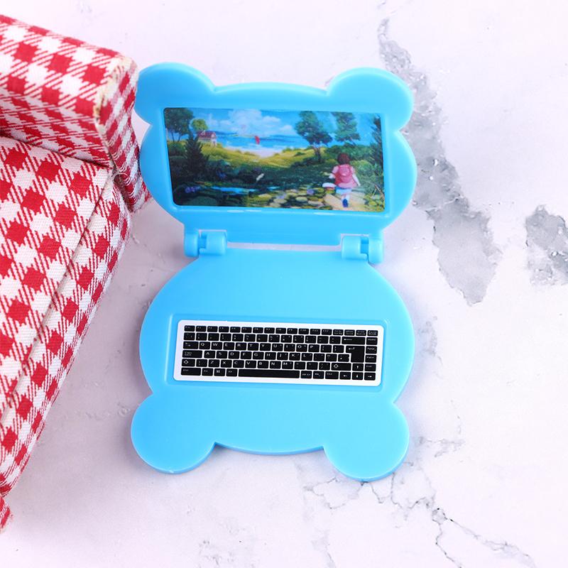 3Pcs/Set 1:12 Dollhouse Miniature Folding Laptop Model Computer Tablet Phone Set Doll House Office Scene Home Decor Toy
