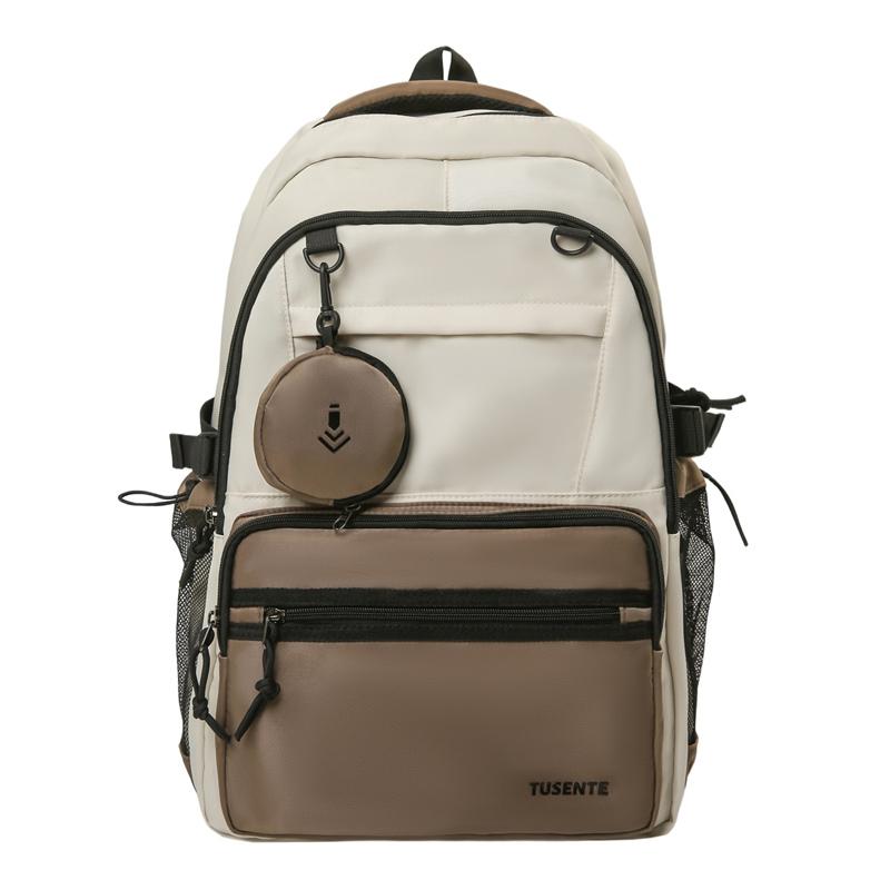 Junior High School Schoolbag Women Large Capacity Backpack Men Color Block Backpack