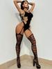 Порно Комплект нижнего белья Прозрачный Полый Эротическое Кружевное Женское Сетчатое Боди Сексуальные Полные чулки Ночная одежда