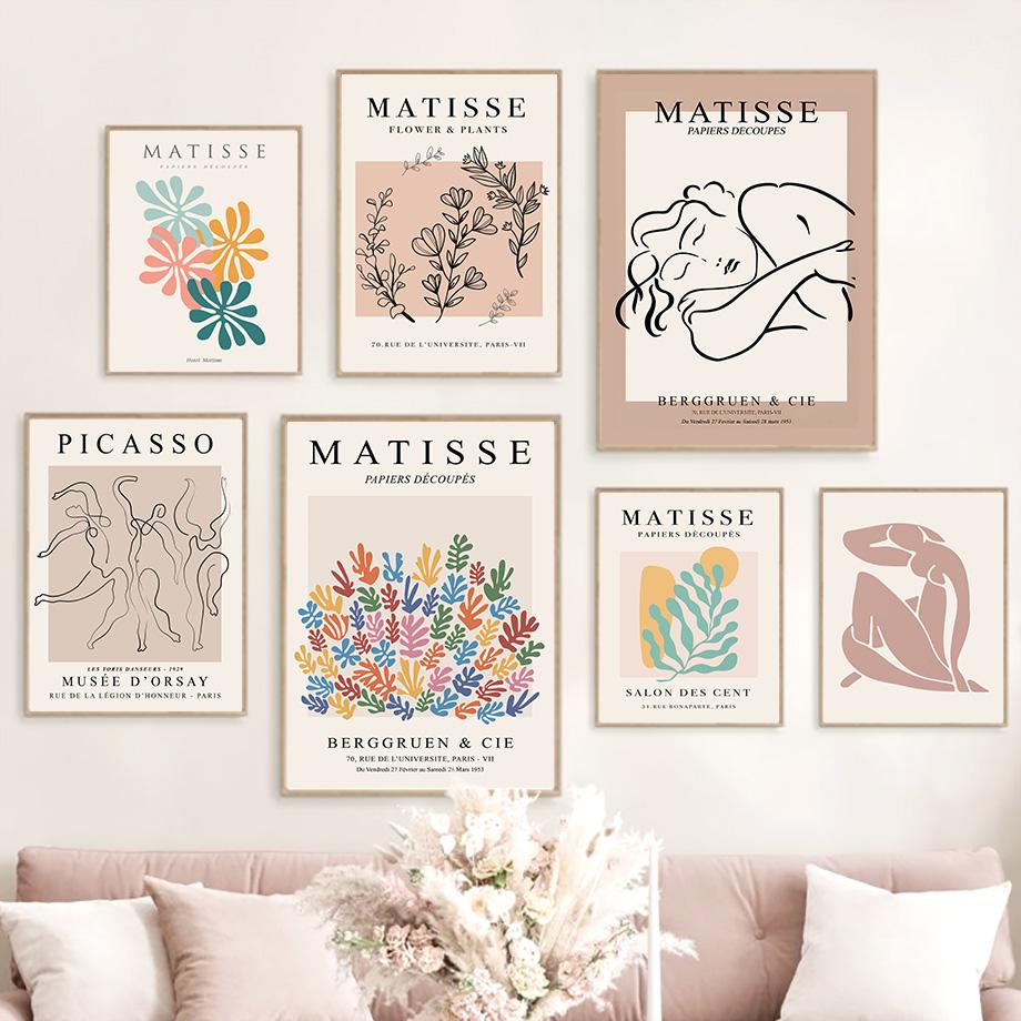Матисс Пикассо линия портрет листья ботанические постеры и принты настенная живопись на холсте для гостиной декоративные картины