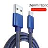 Джинсовый кабель для передачи данных, подходит для мобильных телефонов iphone, Xiaomi, Huawei, с тремя интерфейсами Micro, Type-c, Apple, 1M, 2M, 3M опционально