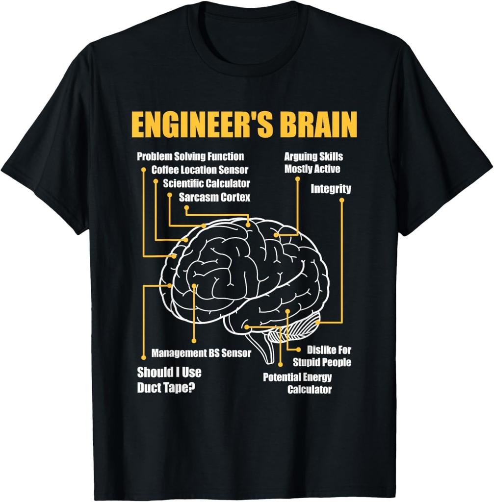 Engineer_s Brain - Funny Sarcastic Engineering Gift Short Sleeve T-Shirt