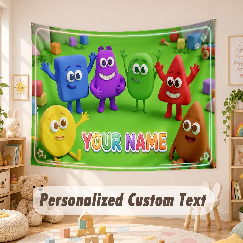 Custom Name Text Tapestry,Alphablocks Boho Wall Hanging, Decorative Backdrop Tapestry For Room