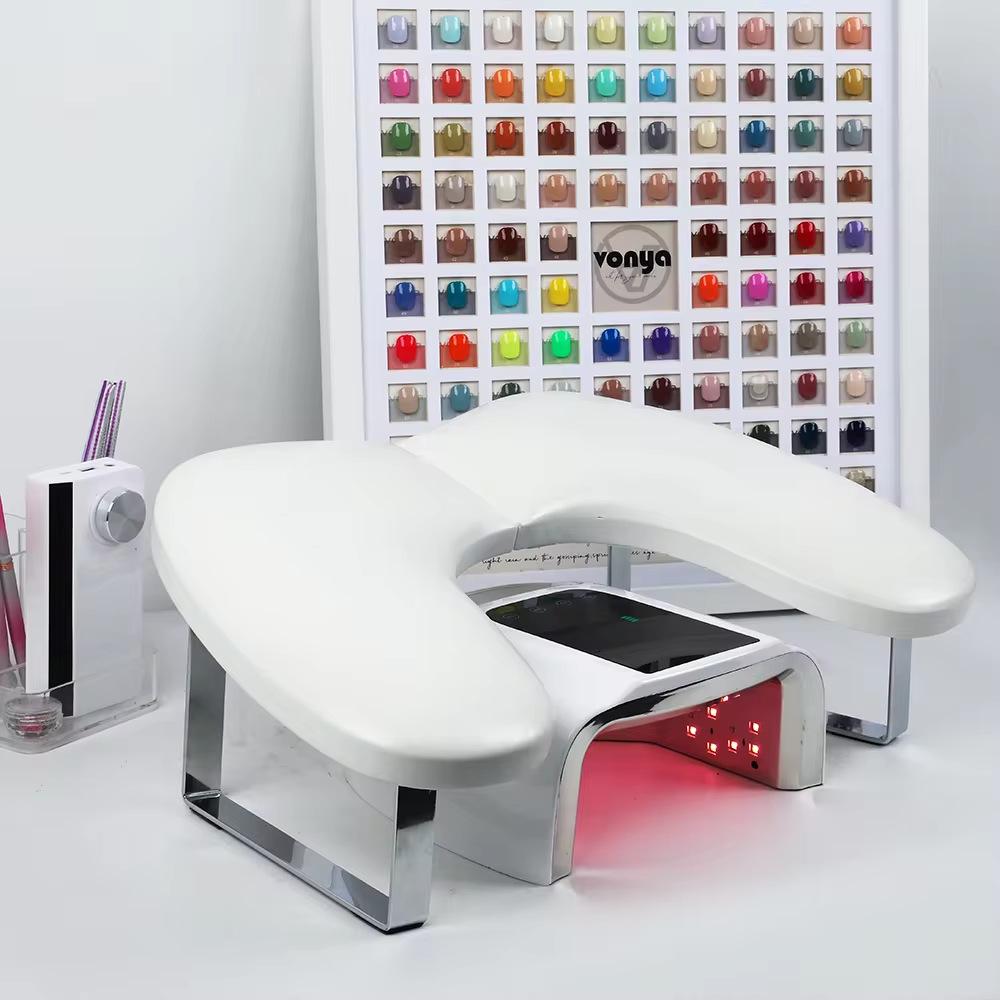 Portable Foldable U-Shaped PU Leather Nail Art Hand Rest with Butterfly Slope Design