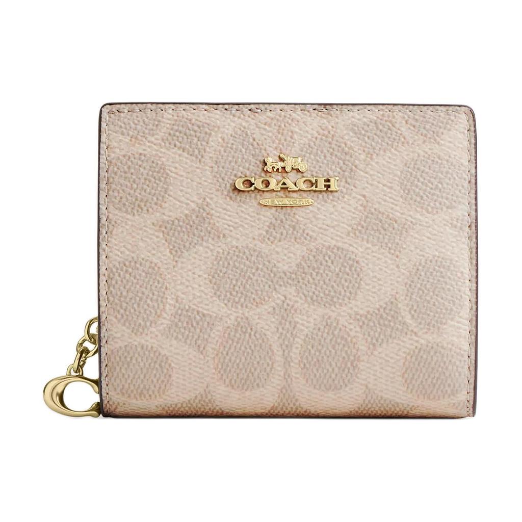 Coach Кошелек на кнопке Кошелек из покрытого холста Женский Песочный