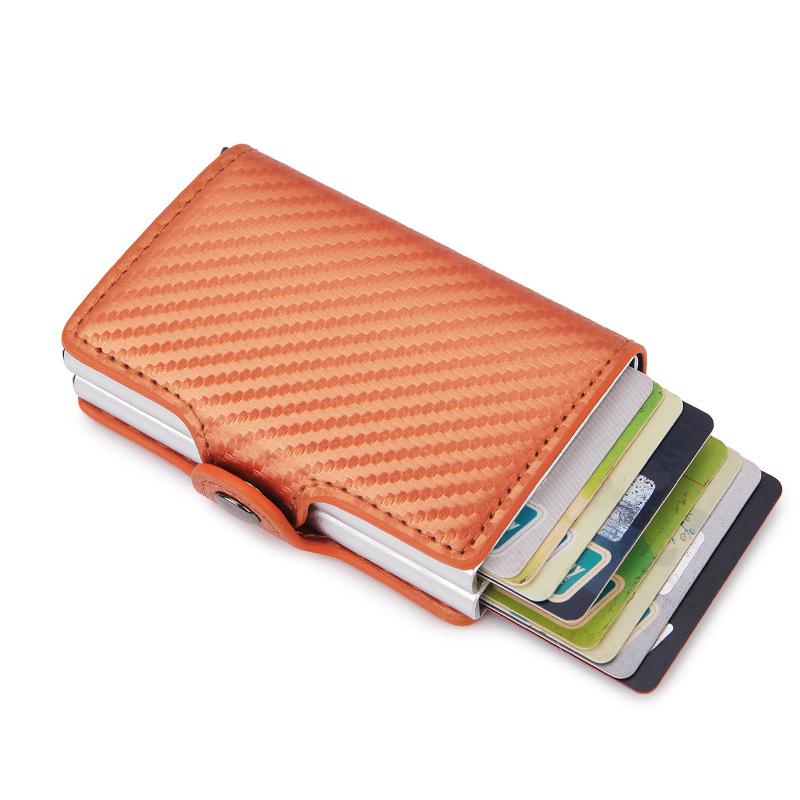 Men's Carbon Fiber RFID Anti-Theft Double Layer Metal Card Holder Wallet
