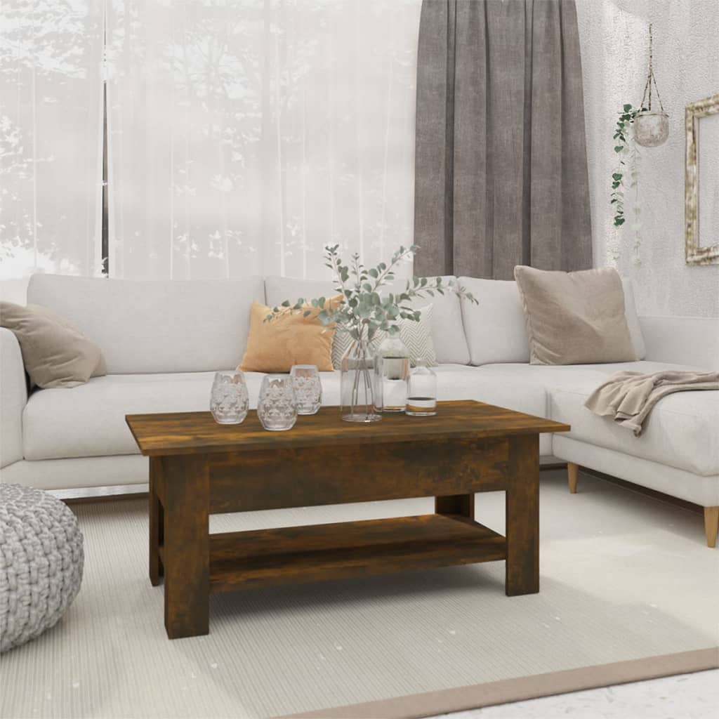 Coffee Table Smoked Oak 102x55x42 cm Wood Based Material