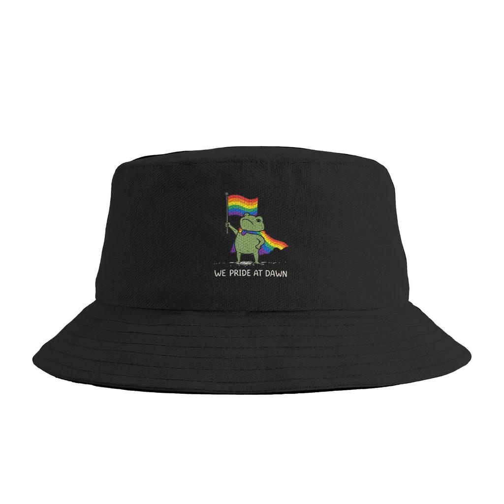 We Pride At Dawn Cute LGBTQ Raccoon Pride Flag Pride Month Bucket Hat Harajuku FisherUnisex Caps For Unisex Women Korean Visor Hats