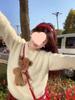 Apricot Mink Fur Teddy Bear Fuzzy Sweater for Women – Autumn Winter Bow Mohair Knit Top