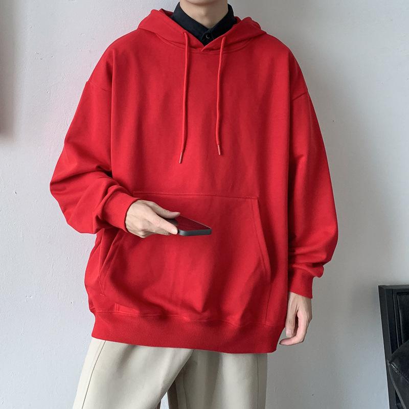 Весна Осень Повседневная толстовка с капюшоном Удобная толстовка с капюшоном Мужская свободная толстовка с однотонным пуловером Молодежная спортивная толстовка