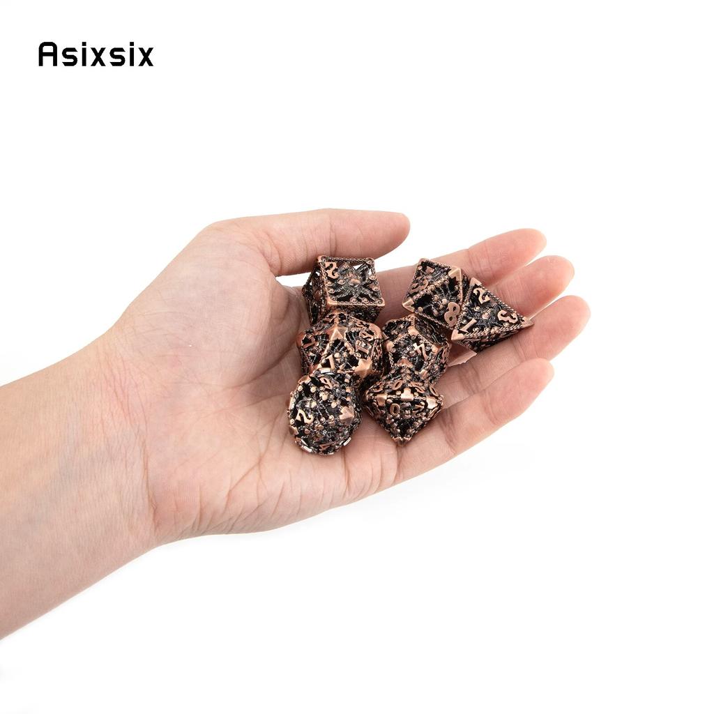 7 Pcs Copper Black Octopus Metal Dice Hollow Metal Polyhedral Dice Set Suitable for Role-Playing RPG  Board Game Card Game