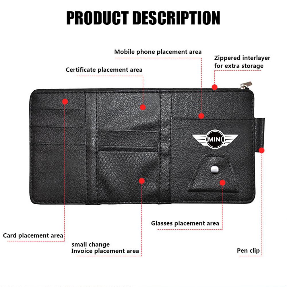 For MINI Cooper S JCW WORKS R55 R56 F55 F56 R57 R58 R59 R60 R50 Car Sun Visor Storage Case Clip Organizer Interior Accessories zbfhp66