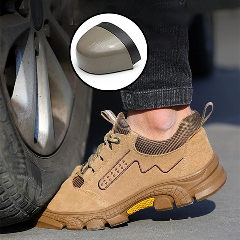 Oulylan Men Wear Resistant Safety Shoes Anti Puncture Work Boots Comfy Anti Slip Sneakers Steel Toe Anti Smashing Labor Footwear