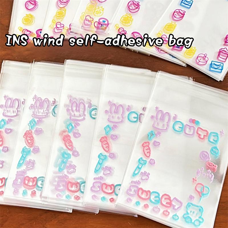 20/50/100Pcs Kawaii Transparent Sleeves Cute Photocard Sleeves Idol Photo Protective Storage Bag Graffiti Self-Adhesive Bag