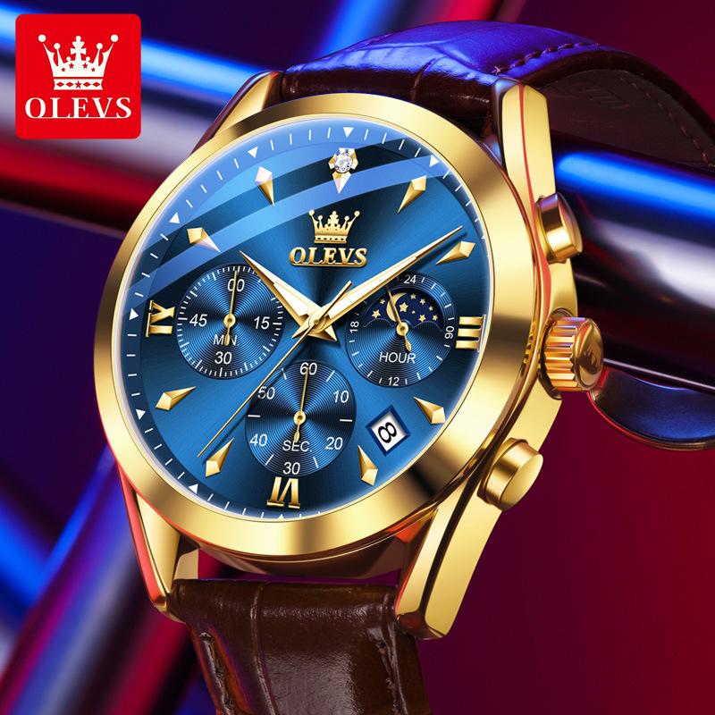 Men's Multifunctional Waterproof Luminous Quartz Timing Calendar Watch, Light Luxury Business Watch