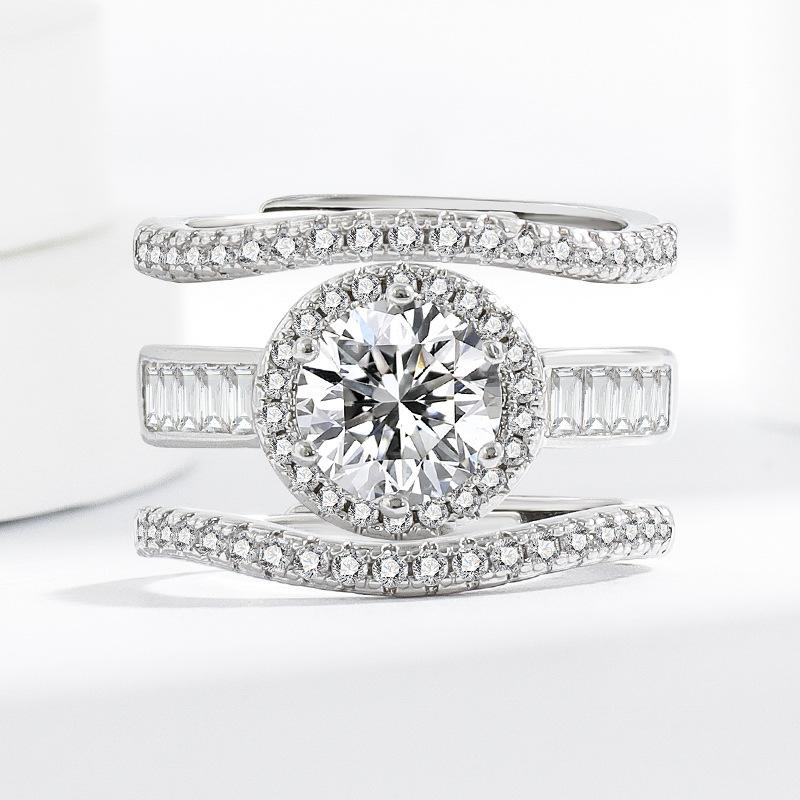 925 Sterling Silver Fashion Light Luxury Zircon Ring Versatile Couple Ring Wedding Birthday Party Engagement Gift