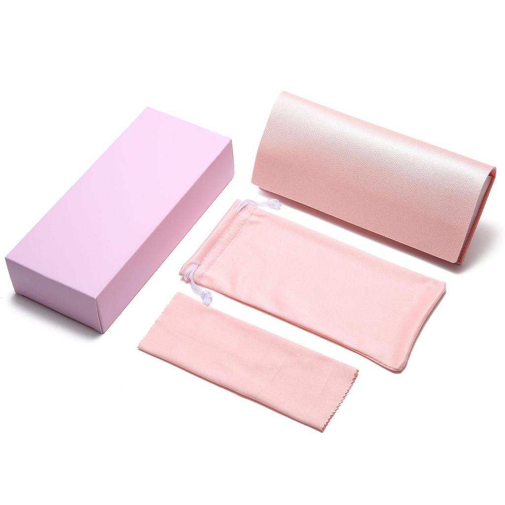 Комплект из солнцезащитных очков из кожи с разноцветным логотипом и мягкого чехла с плоским зеркалом