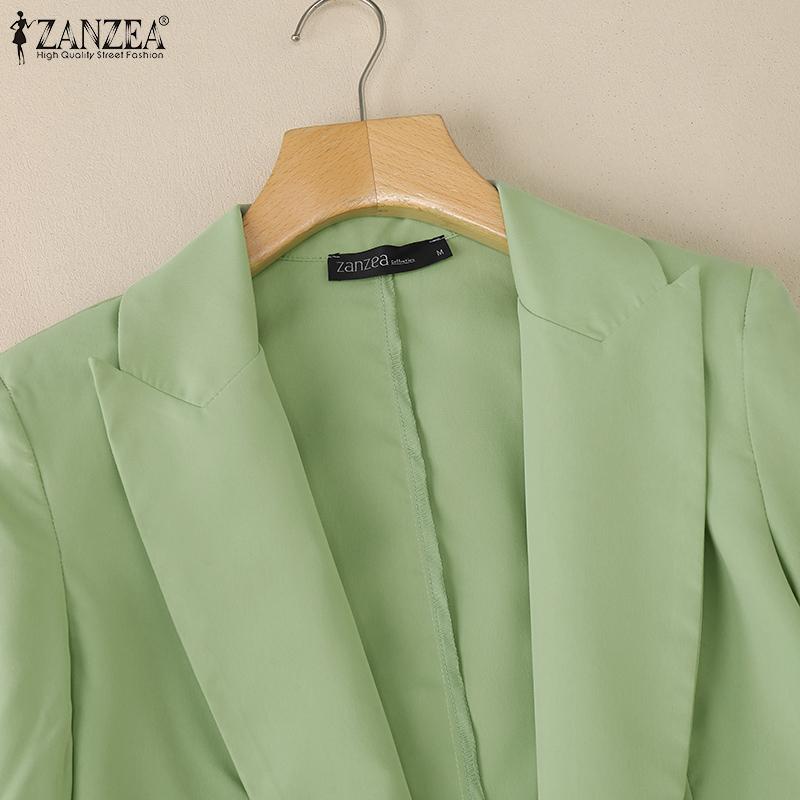 ZANZEA Женская повседневная блузка-кардиган свободного кроя с лацканами и рукавами 3/4