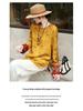 Шелковая блузка с круглым вырезом и жаккардовым узором «Золотая Седло» и «Сянъюнь» для женщин - Топ в китайском стиле, Весна 2026