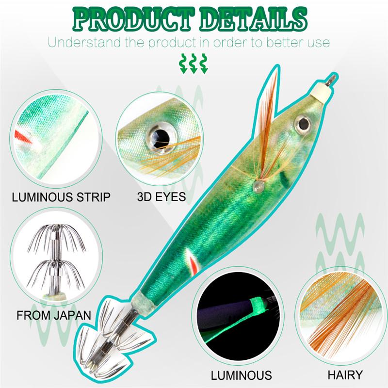 1 Piece of Artificial Luminous Shrimp Squid Jig Beating Fluorescent Fishing Bait Squid Bait Hard Pescal Fishing Accessories