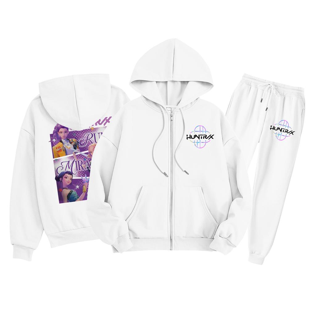 Детская мода Толстовка с капюшоном на молнии с длинными рукавами и спортивные штаны Однотонный комплект толстовки с карманами