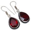 Гранатовый кварцевый драгоценный камень ручной работы подарок для нее серебряные ювелирные серьги 1,5''