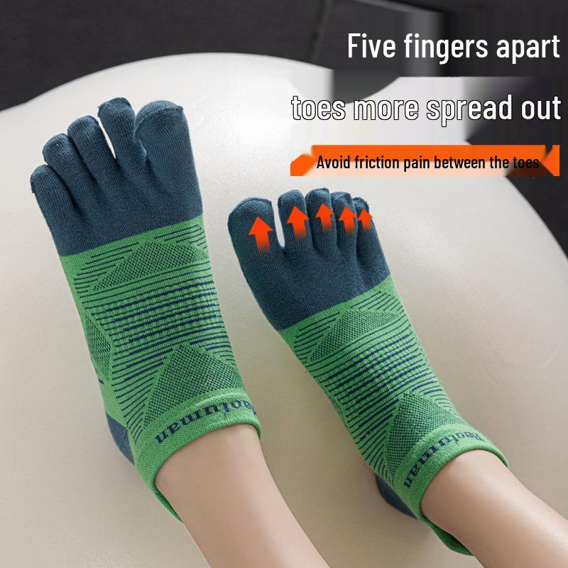 CoolMax Unisex Running Five-Toe Socks: Anti-Abrasion, Quick-Dry, Lycra, Thick, Split-Toe Design for Sports