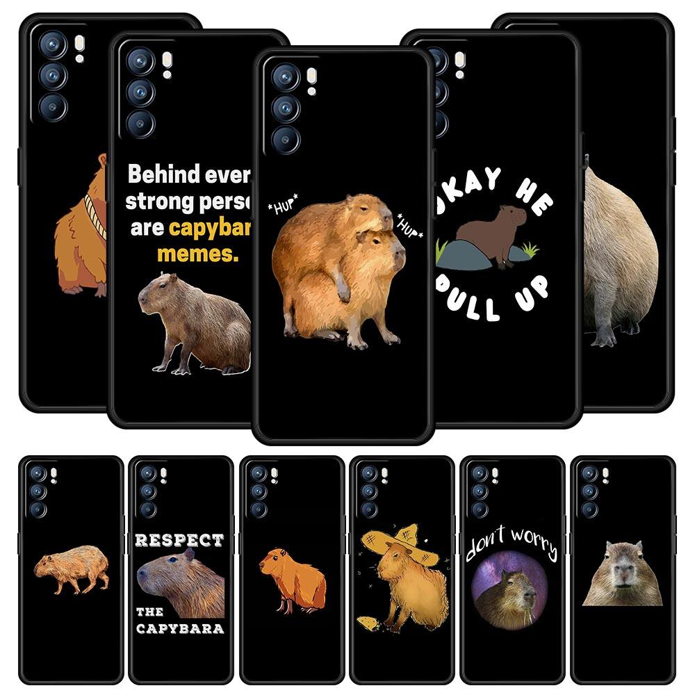 Cute Cartoon Capybara Case For Oppo Find X6 Pro X5 A54 A53 A52 A9 2020 A15 A95 A17 A16 A76 A74 A57 Reno7 Reno6 Pro Plus 5G Cover