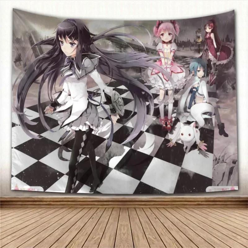 Puella Magi Madoka Magica Кавайное Аниме Гобелен Психоделический Декоративный Ковер Настенная Ткань Для Гостиной Спальни Аксессуары