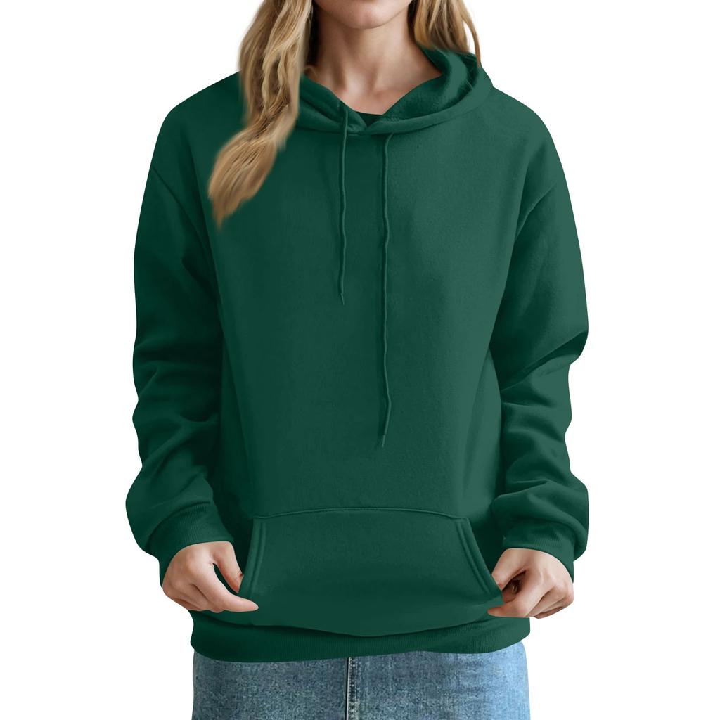 Женская модная однотонная толстовка, свободная повседневная толстовка с капюшоном