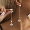 Pearl Geometric Sophisticated Earrings Gold Tassel Long Dangle Earrings For Women