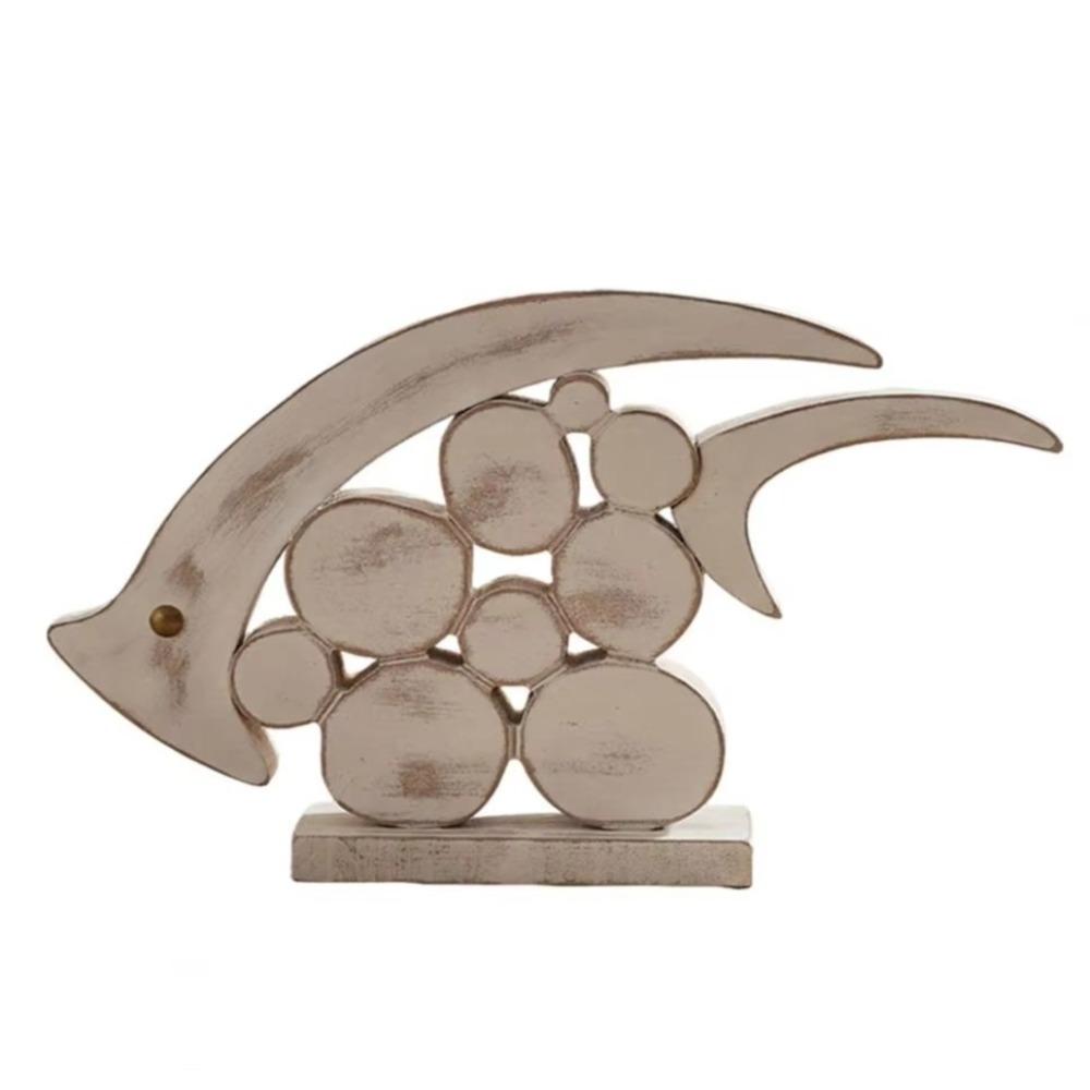 Vintage Wooden Fish Ornaments Mediterranean Style Nautical Fish Decoration Office Desk