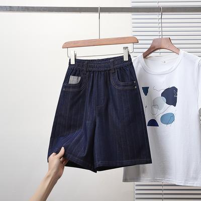 Большие размеры Женские брюки Летние шорты Джинсы Короткие Базовые брюки с высокой талией Однотонные брюки с эластичной талией Макси