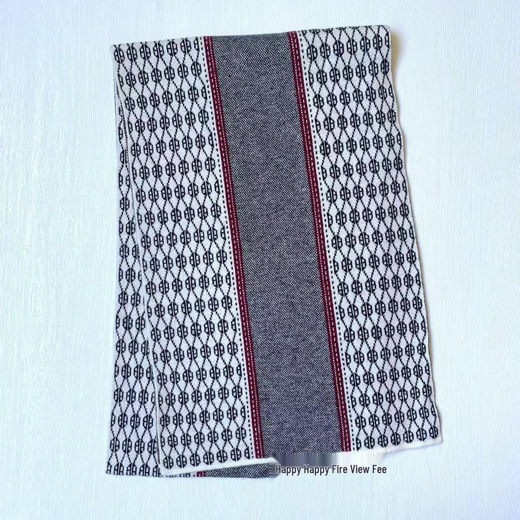 Классический мужской кашемировый жаккардовый вязаный шарф-манишка - Универсальный стиль для осени/зимы