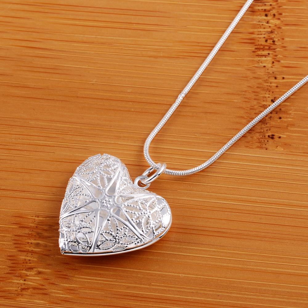 Christmas Gift 925 Sterling Silver Photo Frame Pendant Necklace Woman Charm / Classic Statement Necklace Fine Jewelry Best Gift