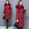 Winter Parka Women Puffer Jacket Thickened Slim Cotton-padded Jacket Warm Fur Collar Hooded Long Sleeve Coat Outerwear