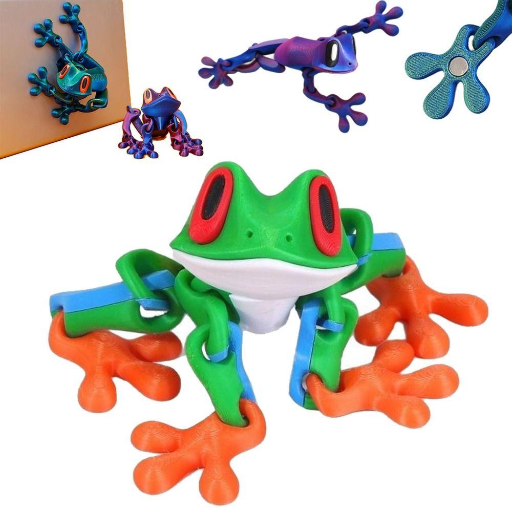 Realistic Magnetic Frog Toy Stress Relief Toys Jointed Jumping Frogs Model Frog Fridge Magnets
