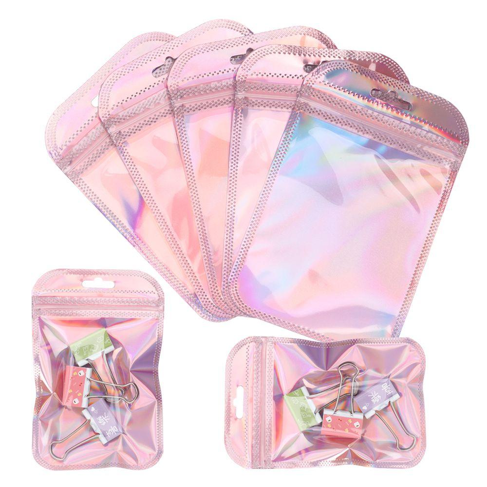 With Hang Hole Resealable Iridescent Self Sealing Pouches Zip Pouches OPP Bags Packaging Bag