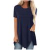 Womens Summer Tops Short Sleeve Blouses Casual Tunic Shirts V Neck Solid Color Button Side Tops