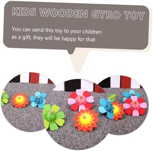 4 PCS Wooden Spinning Tops Toy Colorful Flower Design Hand Spun Tops for Kids Birthday Party Games Hand Eye Coordination Training Toy