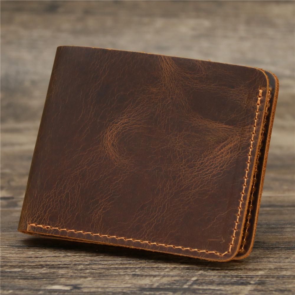 Wallet Men Genuine Leather Short Wallets Vintage Money Purses Business Card Holder