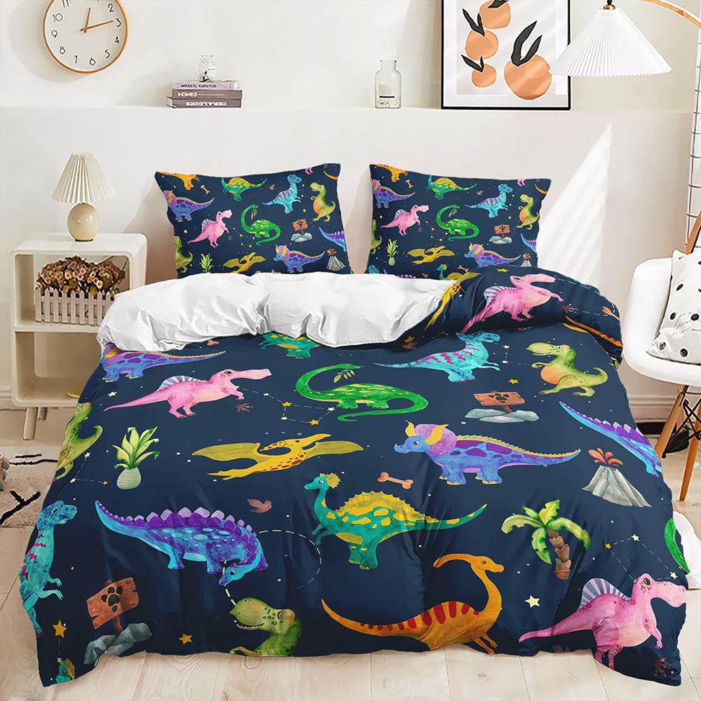 Комплект постельного белья с 3D динозавром, доисторические животные, для мальчиков, пододеяльник, двойной, EU135 * 200, полноразмерный, быстросохнущий, на молнии, для домашнего интерьера
