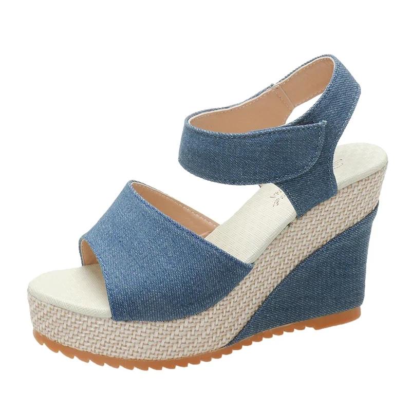 Мода Высокий каблук Платформа Клин Рыбий рот Новые Женские Босоножки с открытым носком Женская обувь Комфорт Лето Дизайнерская обувь