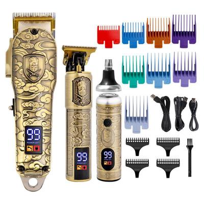Набор машинок для стрижки волос 3 в 1: Многофункциональная машинка для стрижки волос с масляной головкой, машинка для карвинга, цифровой дисплей и устройство для удаления волос из носа.